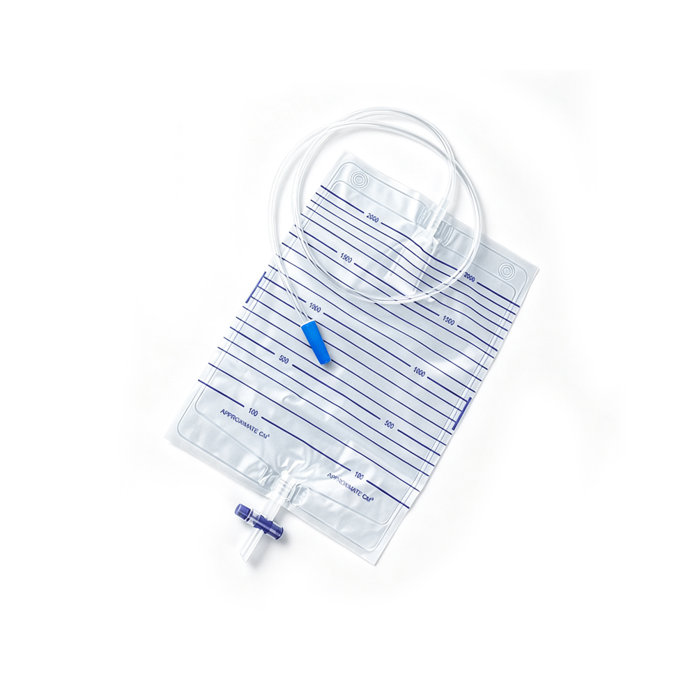 2000ml Sterile & Non-Toxic PVC Medical Grade Urine Bag with Cross T-Type Valve