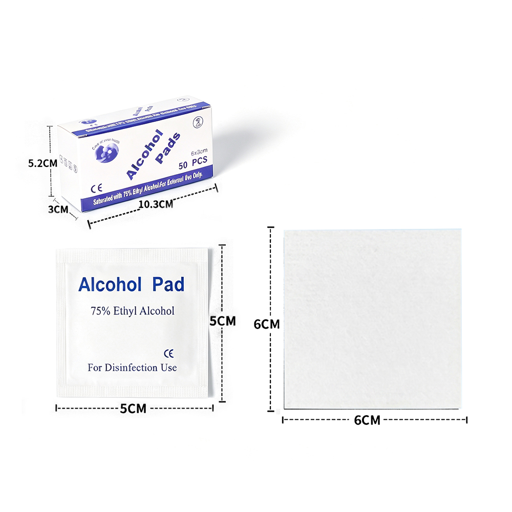 50 Pcs/Box Premium Individually Wrapped 6x6cm 75% Ethyl Alcohol Pads