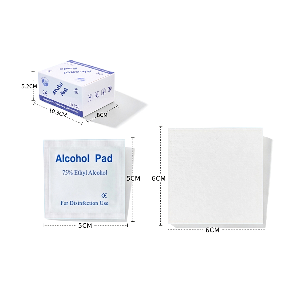 100 Pads/Box Large 75% 6x6cm CE Certified Medical-Grade Individually Wrapped Antiseptic Alcohol Prep Pads