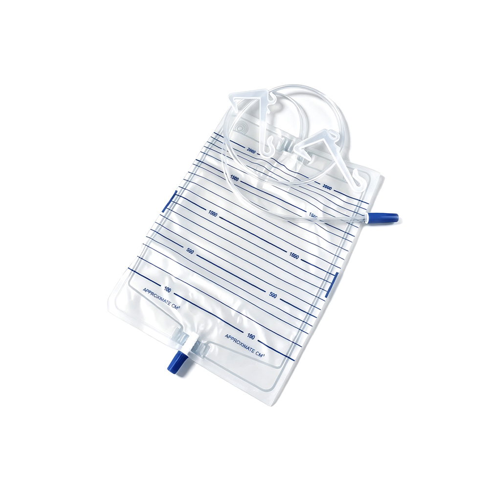 1000ml-2000ml Premium Medical Grade PVC Urine Bag with Reinforced Plastic Hangers
