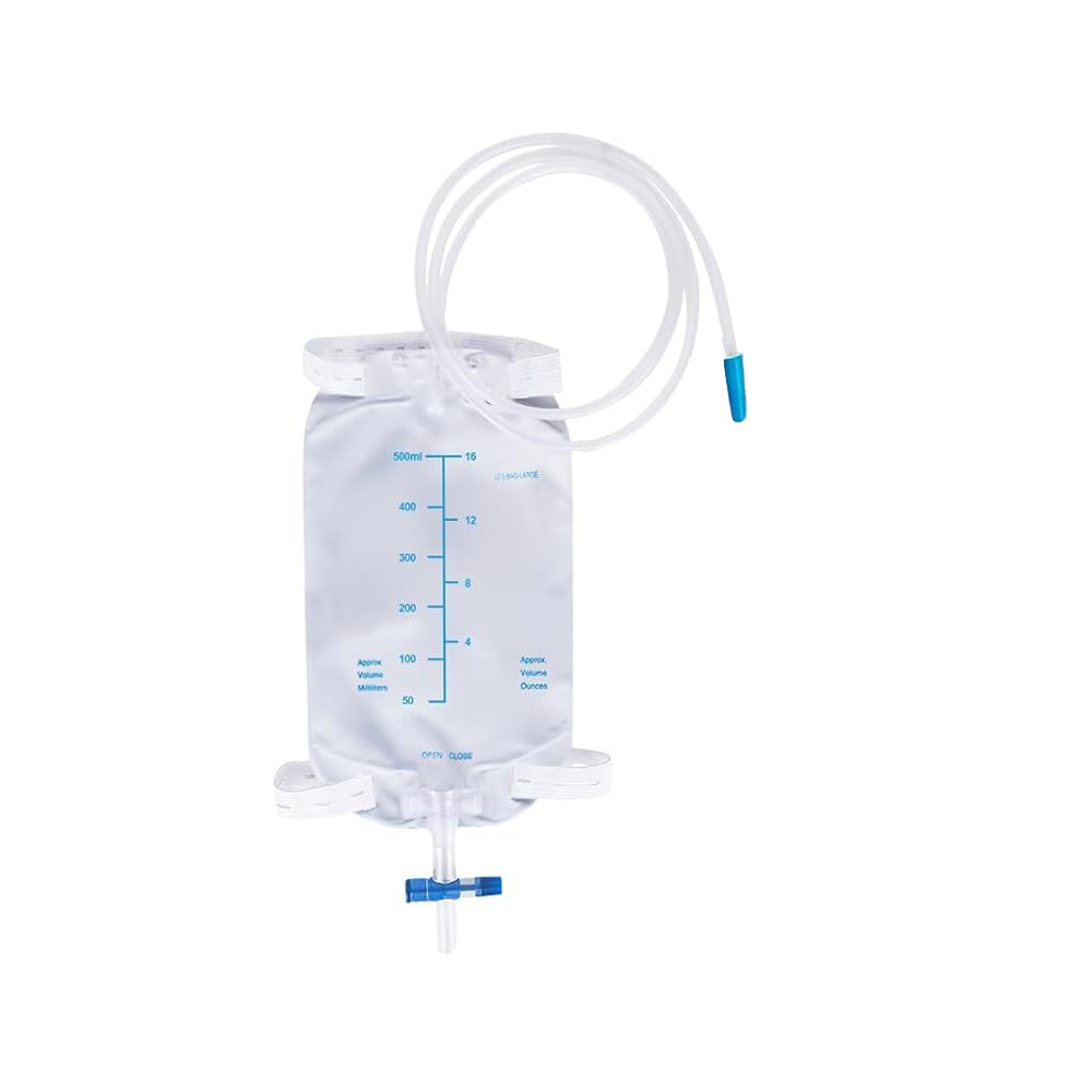 500ml Portable & Discreet Latex-Free Medical PVC Urinary Leg Bag with Anti-Reflux Valve