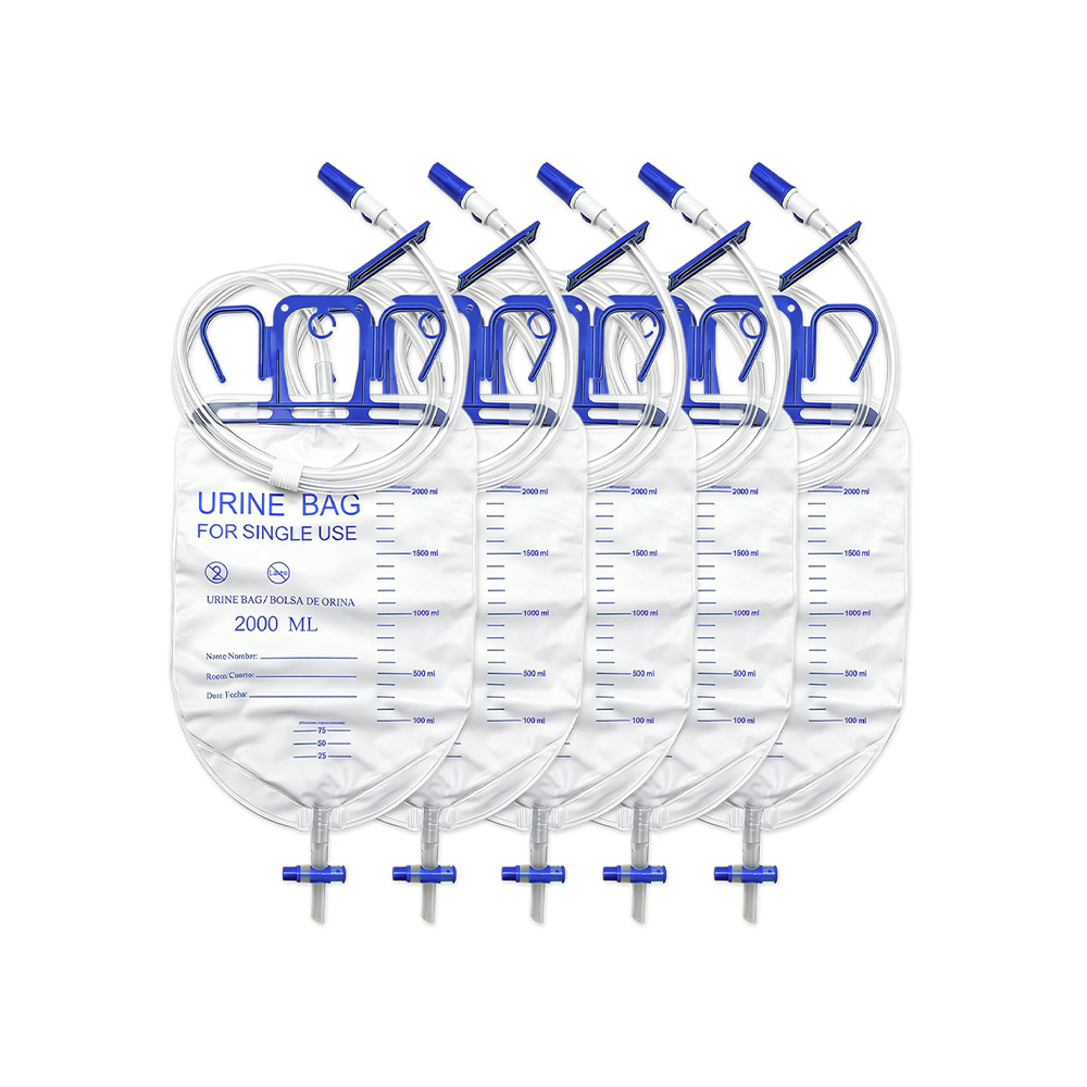 Luxury 2000ml Anti-Reflux Option Latex-Free Urine Drainage Bag with 10mm Extra-Wide Tubing